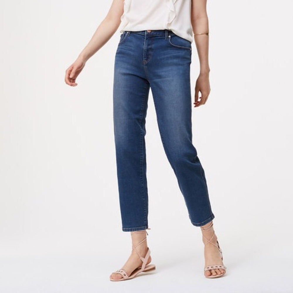 LOFT Straight Crop Jeans in vintage blue wash 4/27